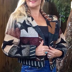 Vintage Tapestry Cropped STAR Jacket!